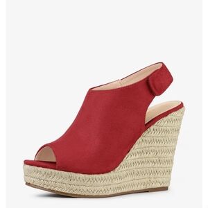 Allegra K Red Peep Toe Wedges
